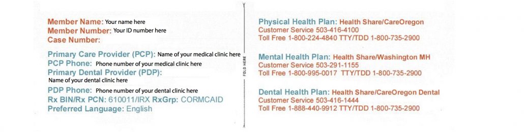 Example of insurance card